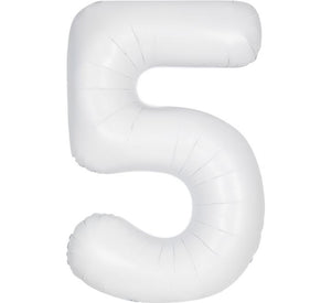 Large White Inflated Foil Number Balloons