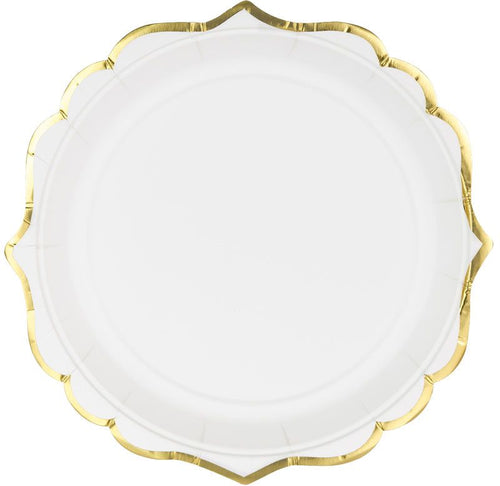 Small White and Gold Paper Plates