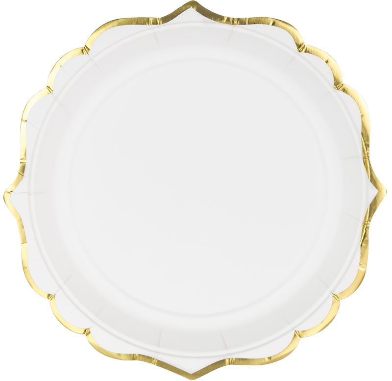 Small White and Gold Paper Plates