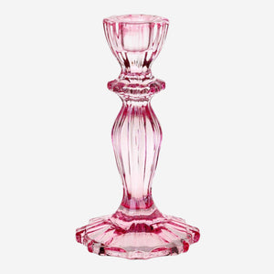 Pink Glass Candlestick Holder