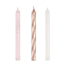 Rose Gold Glitter Spiral Birthday Candles - Pack of 24