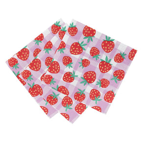 Strawberry Gingham Paper Napkins