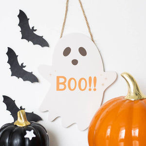 Ghost Shaped Halloween Hanging Sign