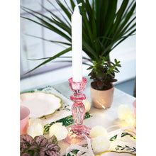 Pink Glass Candlestick Holder