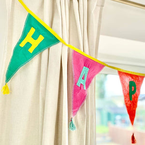 Rainbow Happy Birthday Fabric Bunting - 3m