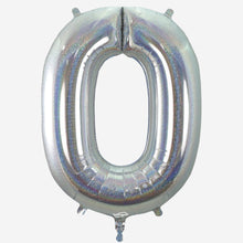 Holographic Silver Inflated Foil Number Balloons