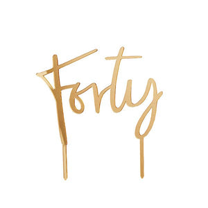 Gold 'Forty' Acrylic Cake Topper