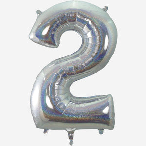 Holographic Silver Inflated Foil Number Balloons