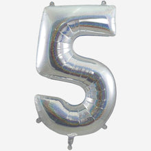 Holographic Silver Inflated Foil Number Balloons