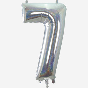 Holographic Silver Inflated Foil Number Balloons