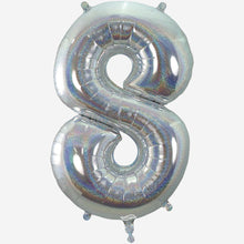 Holographic Silver Inflated Foil Number Balloons