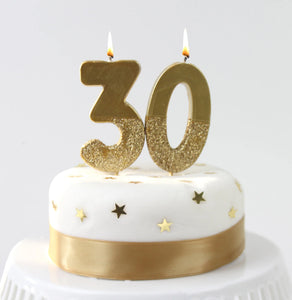 Gold Glitter Number Candles