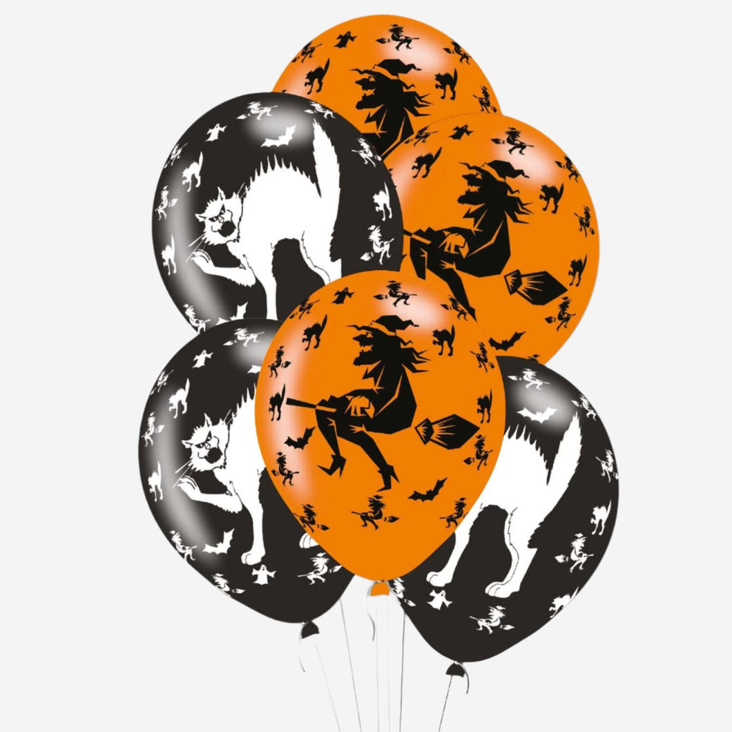 Halloween All Round Printed Latex Balloons (pack of 6)