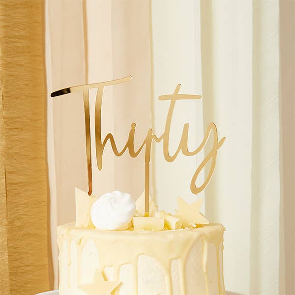 Gold 'Thirty' Acrylic Cake Topper