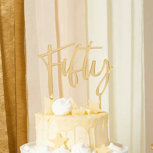 Gold 'Fifty' Acrylic Cake Topper