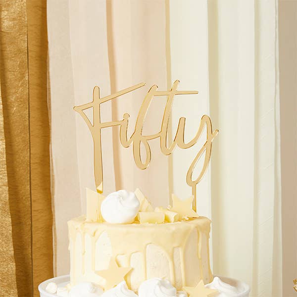 Gold 'Fifty' Acrylic Cake Topper