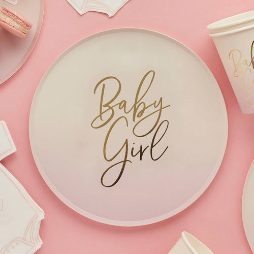 Pink 'Baby Girl' Paper Plates