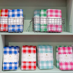 Raspberry & White Fabric Gingham Tablecloth