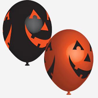 Orange & Black Pumpkins Latex Balloons (pack of 6)