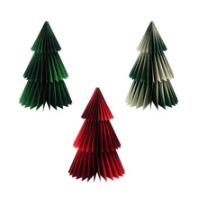 Red & Green Christmas Paper Honeycomb Tree Decorations