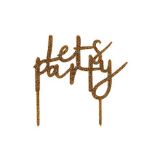 Gold Glitter Acrylic Let'S Party Cake Topper: Default Title