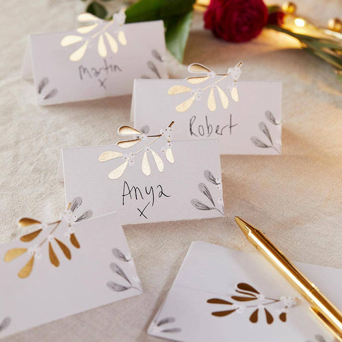 Mistletoe Christmas Place Cards - 12 Pack