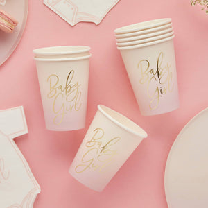 Pink 'Baby Girl' Paper Cups