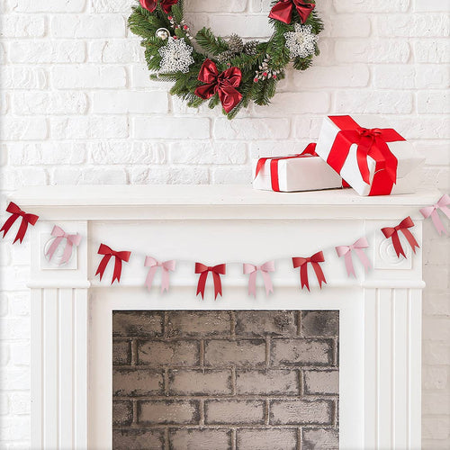 Pink & Red Bow 3D Card Garland 2.5m