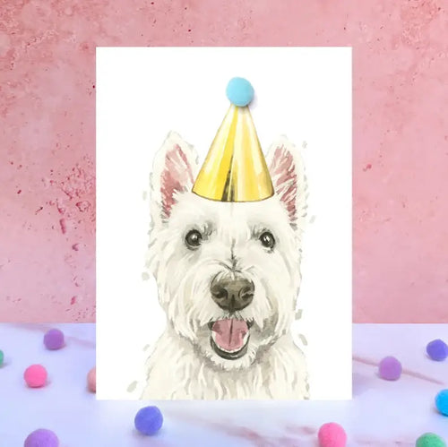 West Highland Terrier Pompom Birthday Card