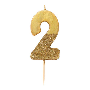 Gold Glitter Number Candles