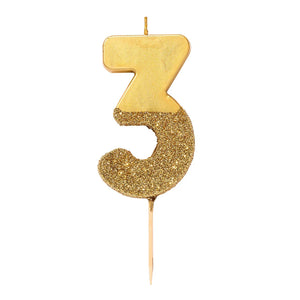 Gold Glitter Number Candles