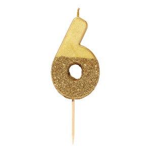 Gold Glitter Number Candles