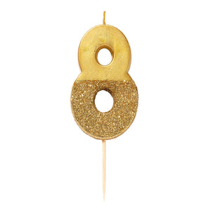 Gold Glitter Number Candles