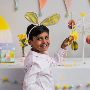 Yellow Gingham Bunny Ears Headband