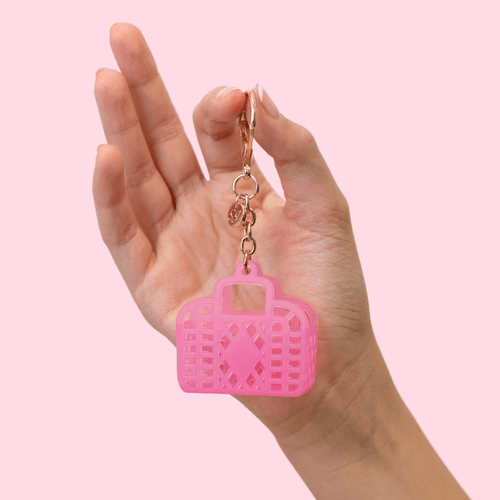 Neon Pink Itty Bitty Retro Key Ring Bag Charm by Sun Jellies