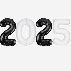 2025 BLACK & WHITE Foil Balloons Inflated