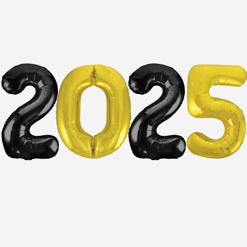 2025 BLACK & GOLD Foil Balloons Inflated