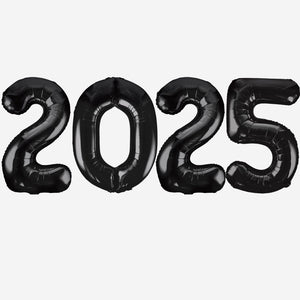 2025 BLACK Foil Balloons Inflated