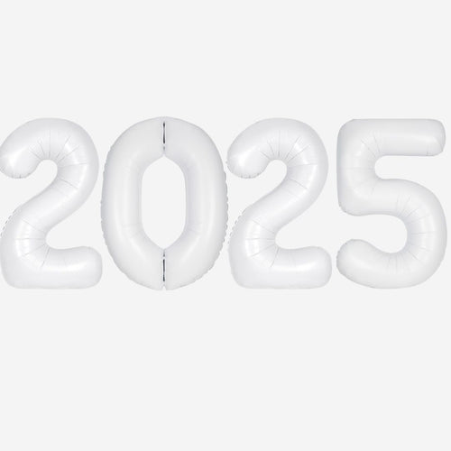 2025 WHITE Foil Balloons Inflated