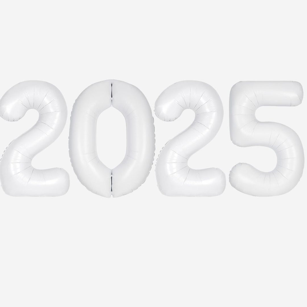 2025 WHITE Foil Balloons Inflated