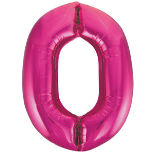 Large Pink Inflated Foil Number Balloons 34"