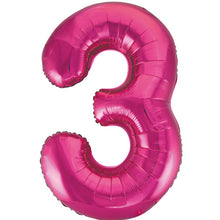 Large Pink Inflated Foil Number Balloons 34"