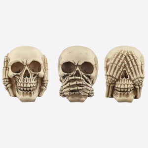 Set of 3 Hear No Speak No See No Evil Skulls