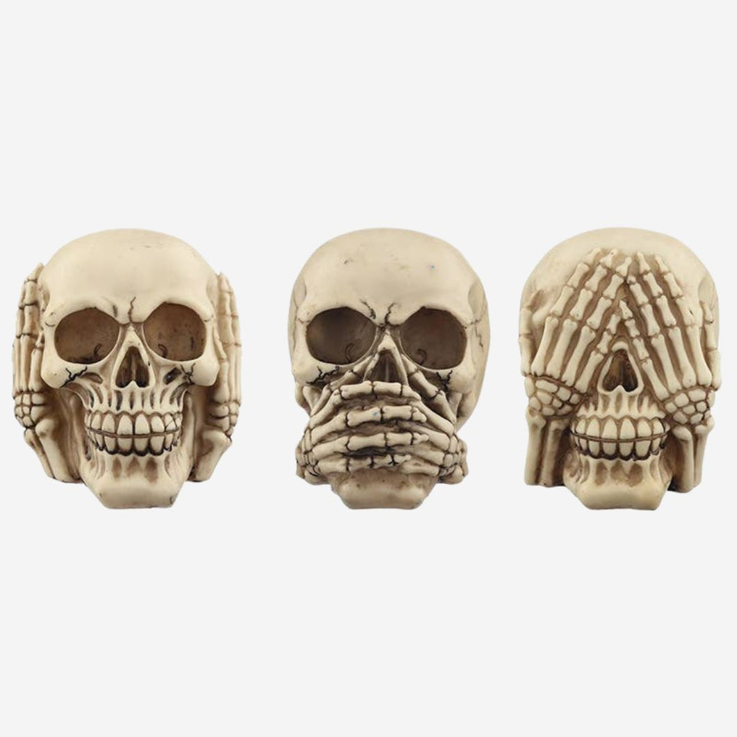 Set of 3 Hear No Speak No See No Evil Skulls