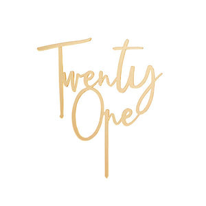 Gold 'Twenty One' Acrylic Cake Topper