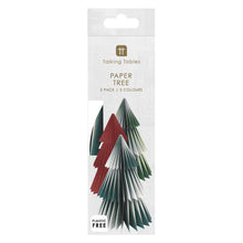 Red & Green Christmas Paper Honeycomb Tree Decorations