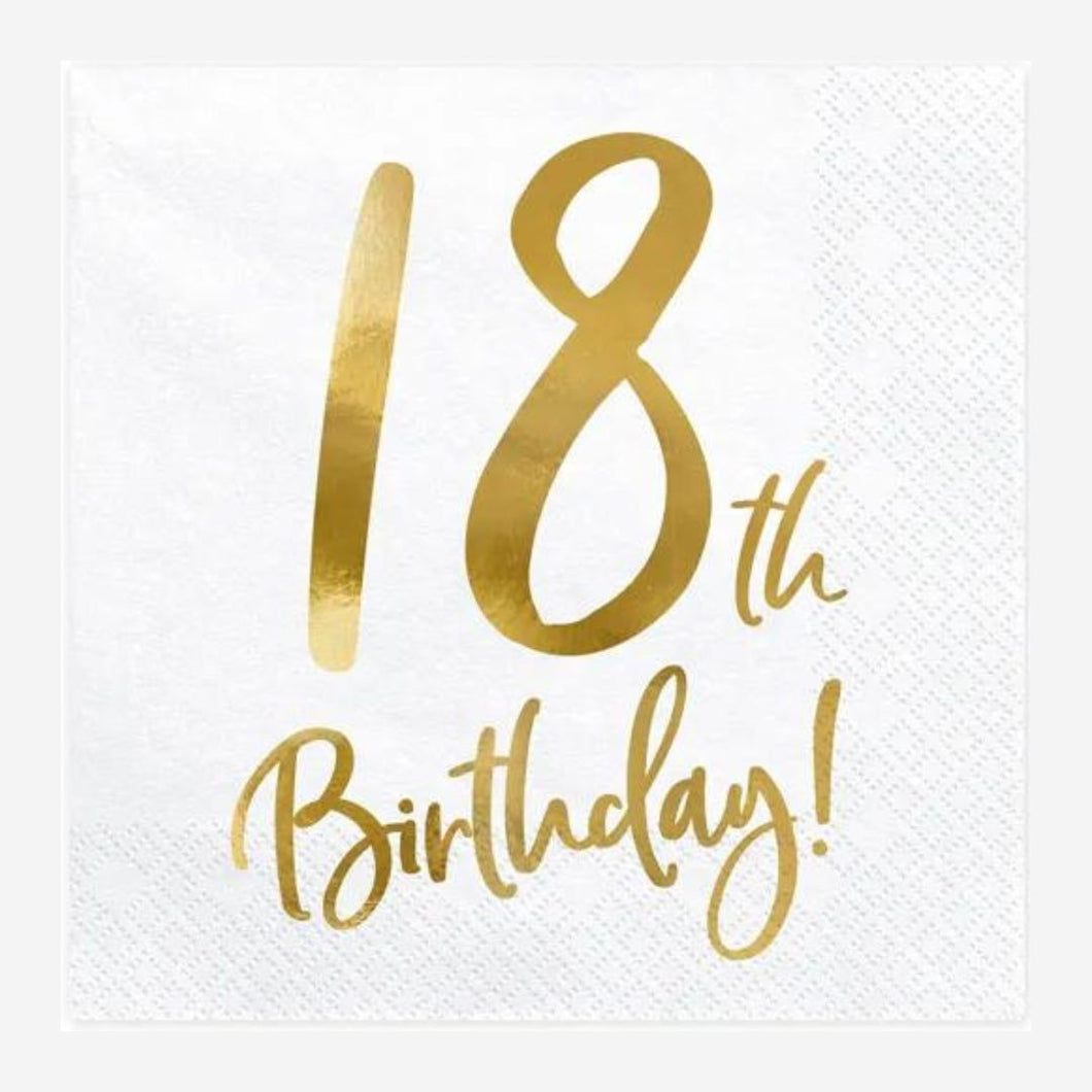 18th Gold Foiled Birthday Napkins