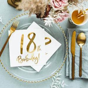 18th Gold Foiled Birthday Napkins