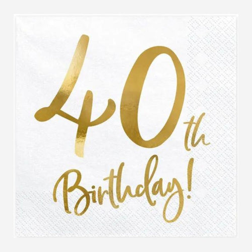 40th Gold Foiled Birthday Napkin