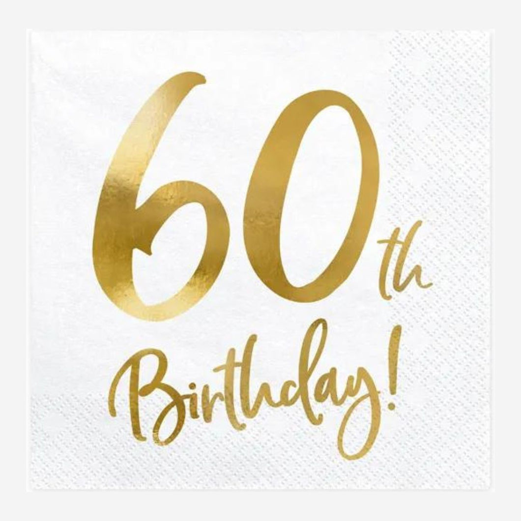 60th Gold Foiled Birthday Napkin